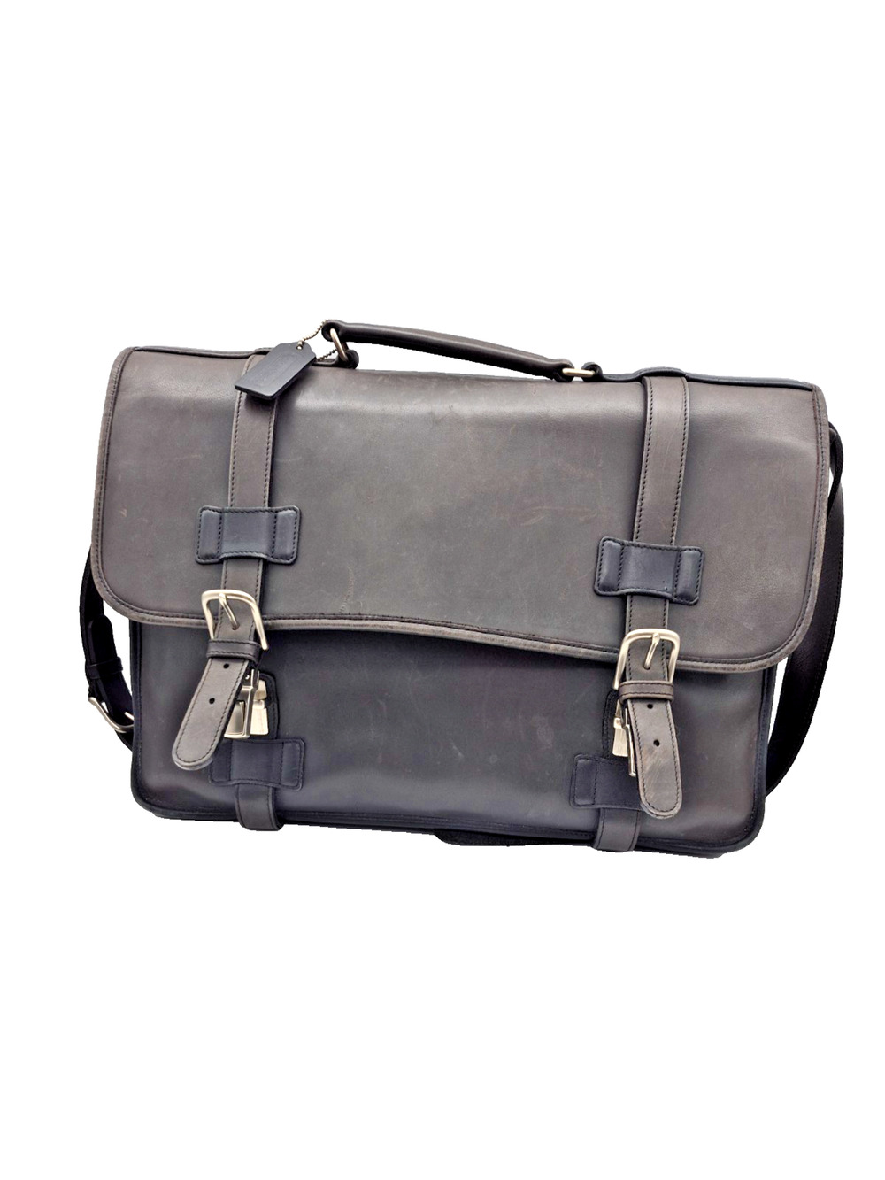 Vintage Coach Madison #5325 Black Leather Briefcase Messenger Laptop 2 Way Bag